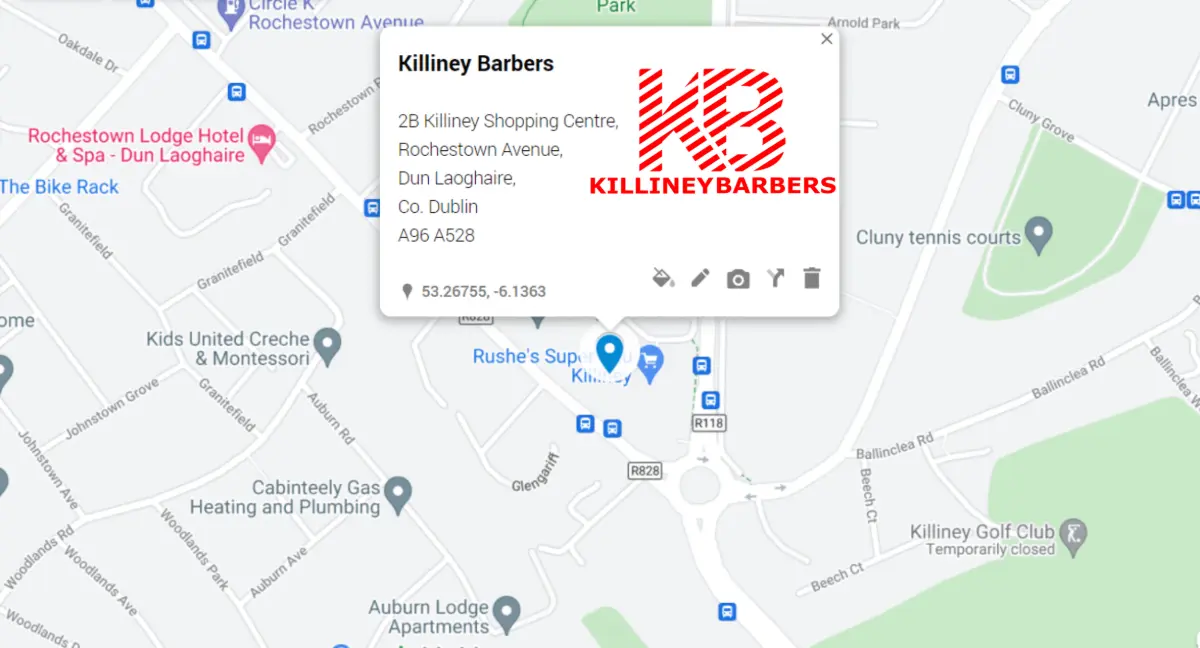 Map showing location of Killiney Barbers